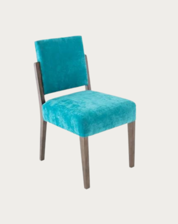 silla azul tapizada